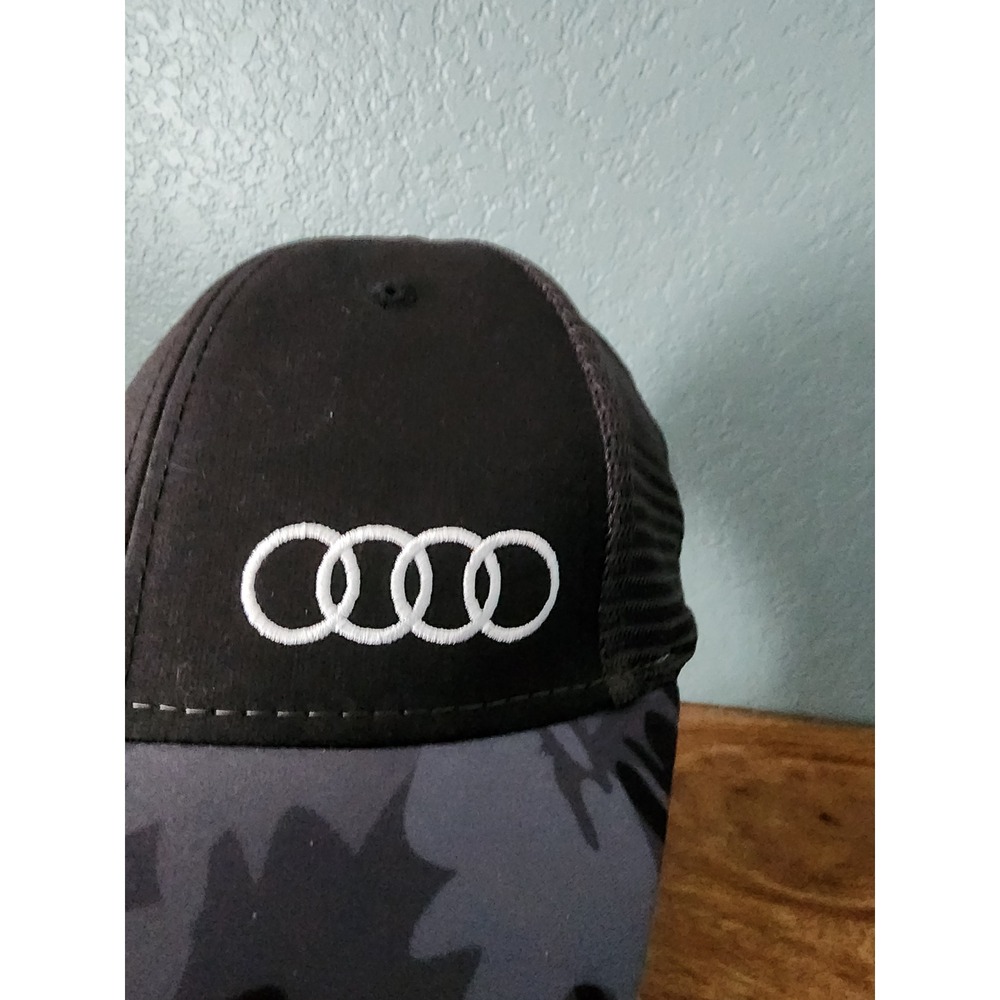 Audi Trucker Hat Black Grey Camo Mesh Snapback Baseball Cap Mens Adjustable